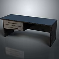 Contemporary Office Desk Design With Sleek Wooden Top And Two Drawers Storage