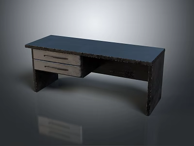 Contemporary Office Desk Design With Sleek Wooden Top And Two Drawers Storage 3d model