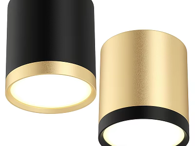 Modern Black and Gold LED Downlights with Sleek Metallic Cylindrical Design for Home Lighting 3d model