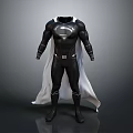 Black Superman Costume With White Cape Chest Emblem And Slim Fit Design