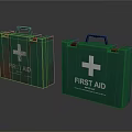 New And Old Green First Aid Kits Medical Equipment With White Cross Labels