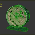 Vintage Green Alarm Clock With Cream Dial Numeral Markings And Rustic Base