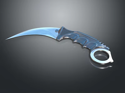 Tactical Curved Blade Knife With Bat Inspired Handle And Finger Ring 3d model