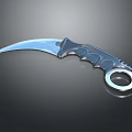 Tactical Curved Blade Knife With Bat Inspired Handle And Finger Ring
