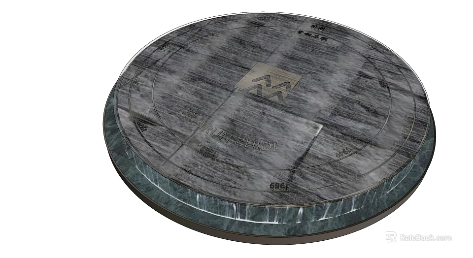 Round Textured Stone Garden Ornament With Decorative Patterns And Functional Design 3d model 