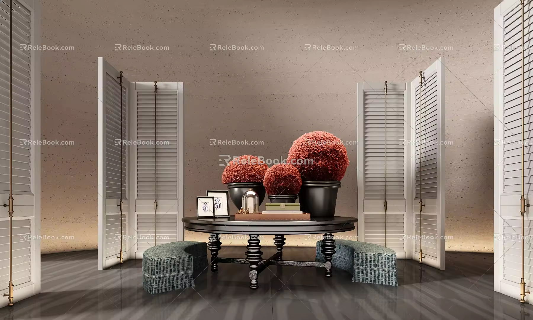 Modern CCD Hotel End View Table Ornaments Floriculture Combination Green Plant Table Lamp Table Moss Screen 3d model