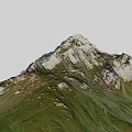 Scenic Mountain Garden Landscape With Lush Green Grass And Snowy Peaks