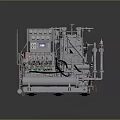Mechanical Industrial Equipment with Gauges Control Panel Valves and Connected Metal Pipes