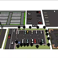 Parking Lot Design Layouts Featuring Multiple Vehicle Parking Areas And Landscaping Elements