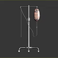 Vintage Medical Infusion Stand With Metal Frame Red Bag And Wheels