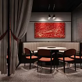 Modern Hotpot Restaurant Interior Design With Booth Seats Dining Tables And Decorative Wall Posters