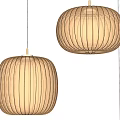 Modern Cream Colored Pendant Lights With Striped Design Hanging Against Neutral Gray Background