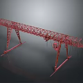 Red Industrial Gantry Crane With Metal Frame And Support Legs Structure 3d model