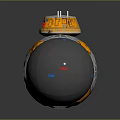 Smart Spherical Robot With Yellow Silver Metallic Shell And Red Light Eye 3d model