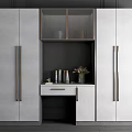 Modern Wardrobe Design With Glass Doors Metal Handles And Hanging Clothes Storage