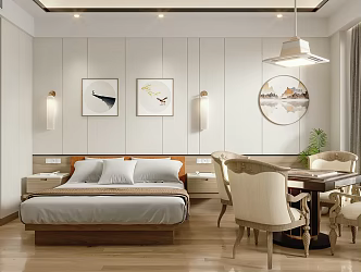 New Chinese Room Hotel Room 3d model