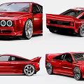 Red Classic Sports Car With Sleek Exterior And Multiple Angle Shots
