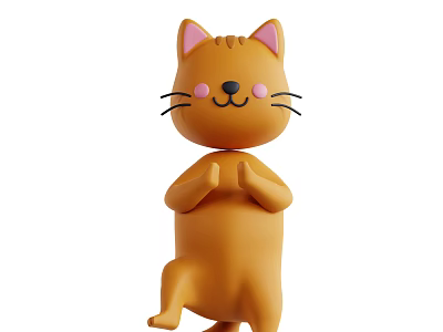Cute Orange Cartoon Reptile Toy Standing With Clasped Hands And Pink Cheeks 3d model