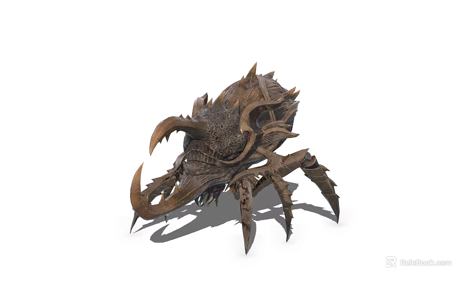 Mythical Armored Reptile With Spiked Exoskeleton Large Pincers And Multiple Legs In Fantasy Design 3d model 