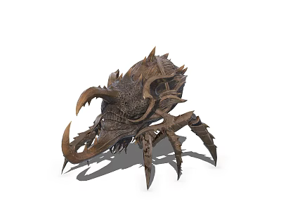Mythical Armored Reptile With Spiked Exoskeleton Large Pincers And Multiple Legs In Fantasy Design 3d model