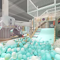 Vibrant Indoor Playground With Slide Stairs Welcome Sign House And Colorful Blocks