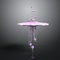 Purple Umbrella Shaped Decorative Ornament With Hanging Spheres And Intricate Details