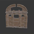 Ancient Stone Brick Building Structure With Archway And Historical Details