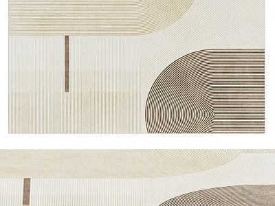 Contemporary Square Rug With Geometric Line Patterns In Neutral Tones 3d model
