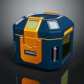 Yellow And Navy Blue Cubical Industrial Device Featuring Display Screen Metal Rod And Gauge