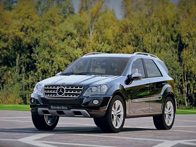 Mercedes Benz SUV Parked On Outdoor Parking Lot With Trees 3d model