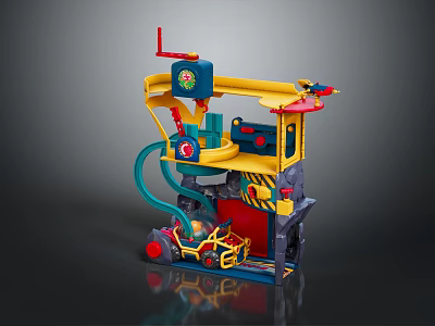 Multilevel Kids Furniture With Slide Track And Toy Car Design 3d model
