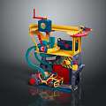 Multilevel Kids Furniture With Slide Track And Toy Car Design
