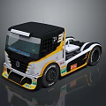 Racing Truck With Black White Yellow Livery Team Spirit Logo And Sporty Design