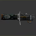 Futuristic Sci Fi Weapon With Glowing Orange Blue Mechanical Structure Design