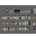 Assorted Wine Bottles And Glassware Collection Showcasing Different Types And Styles 3d model