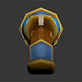 Fantasy Decorative Weapon With Blue Gemstone Golden Accents And Curved Wooden Handle