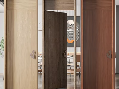 Wooden Hinged Doors In Various Colors For Modern Interior Design 3d model