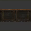 Antique Wooden Console Cabinet With Rustic Textured Top And Carved Legs