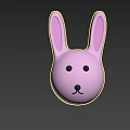 Cute Pink Rabbit Head Doll With Black Eyes Nose On Light Background And Shadow
