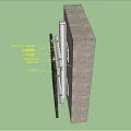 Building Component with Concrete Wall Metal Bracket and Structural Fastening System 3d model
