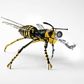 Mechanical Wasp Doll With Yellow Black Stripes Large Eyes Metallic Parts And Wings