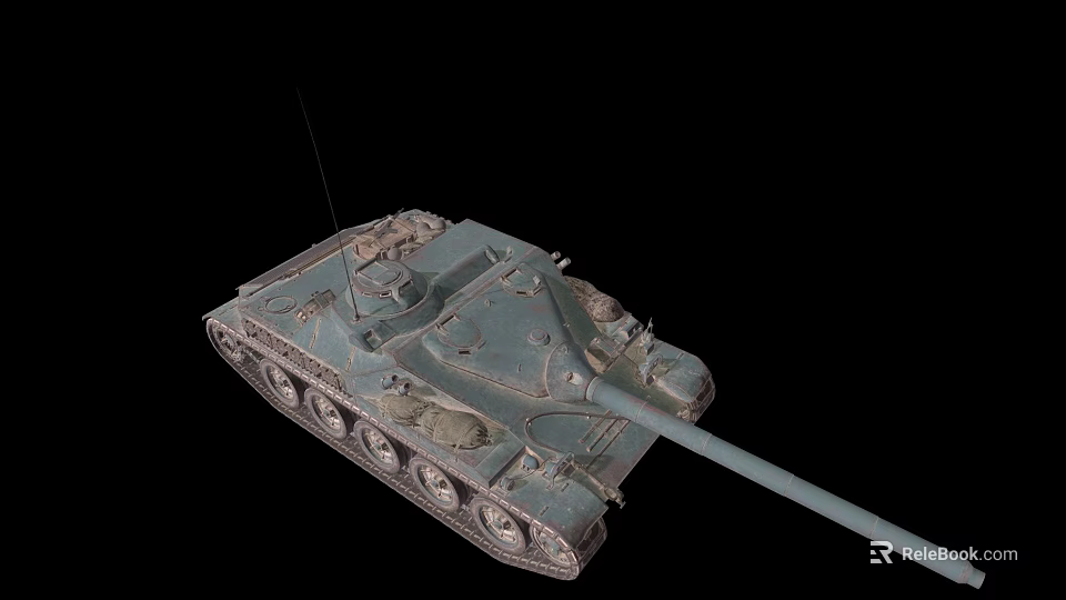 Military Tank Exterior Design With Long Cannon Heavy Armor And Tracks 3d model 