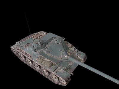 Military Tank Exterior Design With Long Cannon Heavy Armor And Tracks 3d model