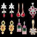 Elegant Jewelry Pendants With Various Gemstone Inlaid Designs And Diamond Accents