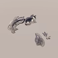 Silver Metal Decorative Ornaments With Cat Leaf And Butterfly Shapes