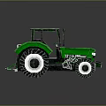 Green Tractor 3D Model With Detailed Exterior Large Wheels And Reflective Surface