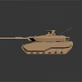 Shiny Golden Modern Military Tank With Long Barrel Turret And Antennas