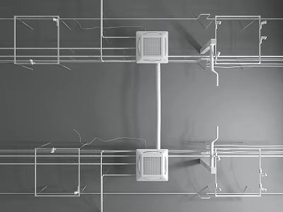 Industrial Building Piping Network with Metal Support Frames and Ventilation Components 3d model