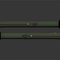 White Tubular Dual Barrel Military Weapon Featuring Parallel Barrels And Mounting Brackets