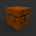 Solid Orange Building Blocks Stacked To Create Cube Structure With Square Shapes